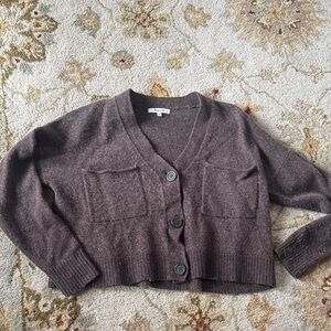 Madewell Brown Cropped V-Neck Pocket Cardigan